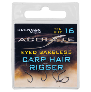 DRENNAN ACOLYTE Carp Hair Riggers Hooks, Barbless